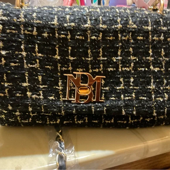 BADGLEY MISHKA Elegant Black Tweed Bag NWT - Picture 8 of 9